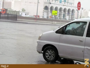 بارش باران در مدينه‌منوره+ عكس