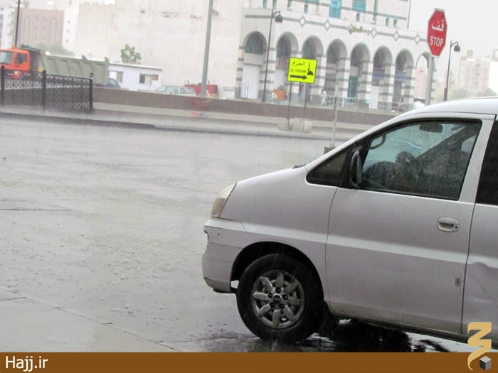 بارش باران در مدينه‌منوره+ عكس