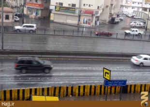 بارش باران در مدينه‌منوره+ عكس