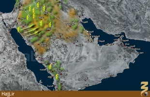 حرم نبوي در غبار + عكس