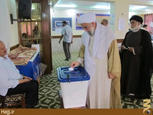حضور عضو مجلس خبرگان در انتخابات در كربلا/ عكس