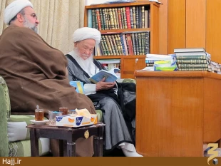ديدار نماينده بِعثه با آيت الله فياض در نجف + تصاوير