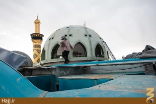آغاز عمليات پوشش گنبدهاي حرم حضرت عباس+عكس