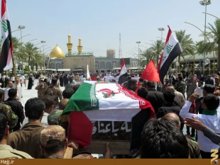 پيكر شهيد حبيب جنت مكان در كربلا تشييع شد+تصاوير