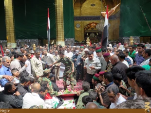 پيكر شهيد حبيب جنت مكان در كربلا تشييع شد+تصاوير