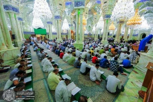 جلسه روزانه ترتيل خوانى قرآن در حرم امام علي عكس