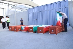 تشييع پيكر جان باختگان حادثه مكه در فرودگاه مهرآباد