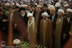 پيكر حجت الاسلام مسلم قلي پور گيلاني در حرم بانوي كرامت آرام گرفت+تصاوير