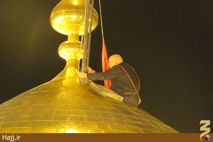 مراسم تعويض پرچم حرم مطهر امام حسين(ع) +تصاوير
