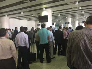 ورود اولين كاروان عوامل اجرايي حج 96 به فرودگاه مدينه