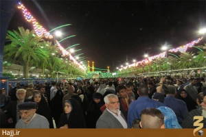 حال و هوای ملکوتی بین الحرمین در شب میلاد بانوی آفتاب