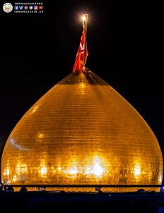 درخشش گنبد حرم حسینی در ظلمات شب - تصویری