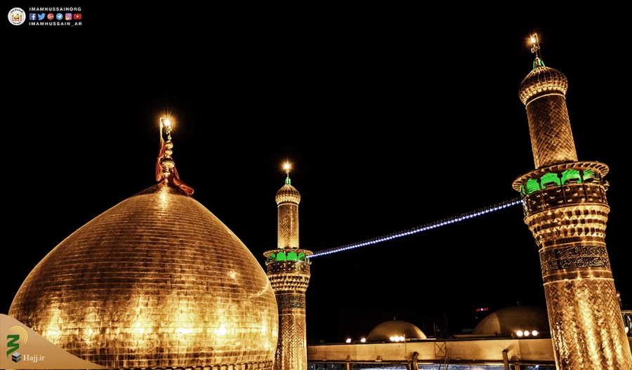 حرم امام حسین در شب