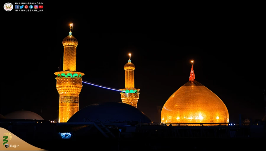 حرم امام حسین در شب