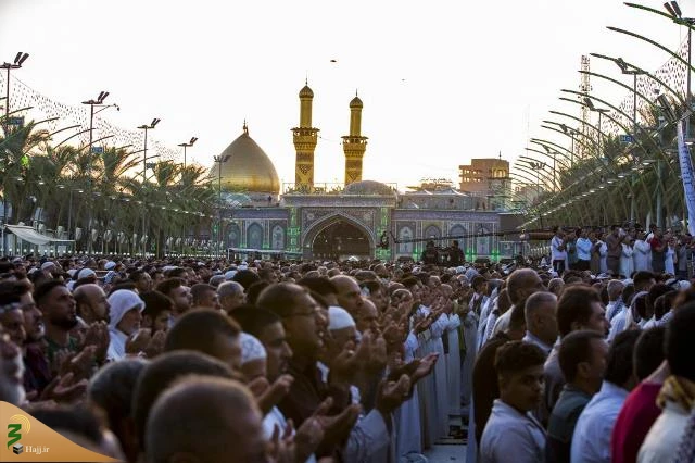 اقامه نماز عید قربان با حضور میلیونی زائرین در بین الحرمین کربلا 9