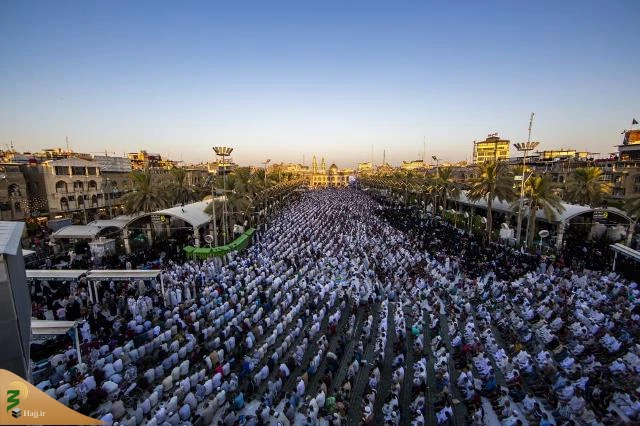 اقامه نماز عید قربان با حضور میلیونی زائرین در بین الحرمین کربلا 12