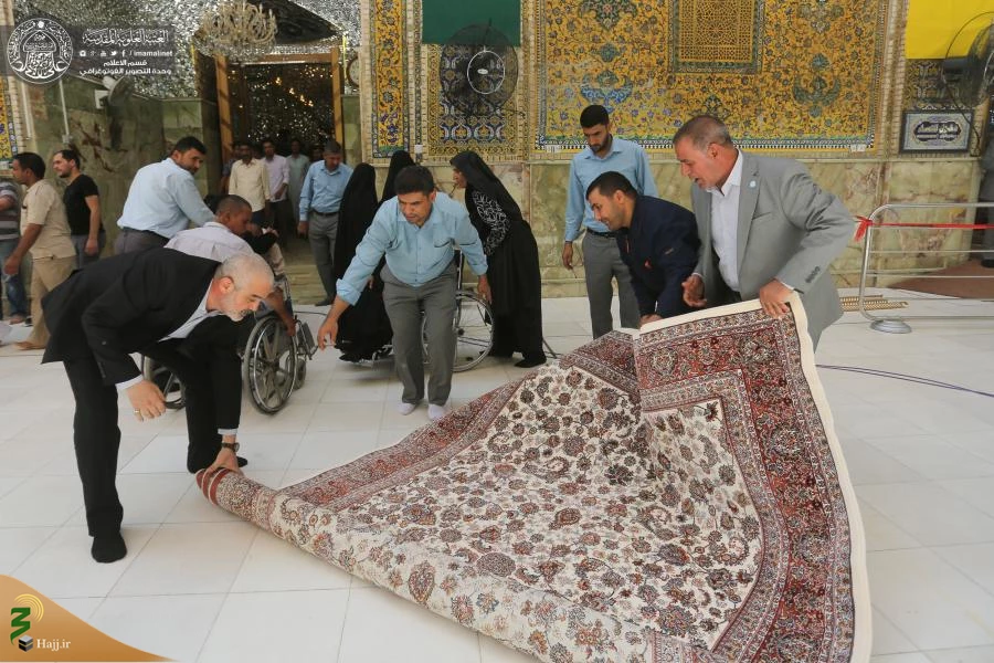حرم امیر المؤمنین(ع) با فرش های فاخر کاشانی مفروش شد 4