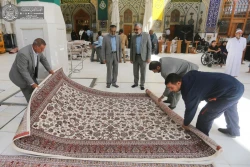 حرم امیر المؤمنین(ع) با فرش های فاخر کاشانی مفروش شد 5