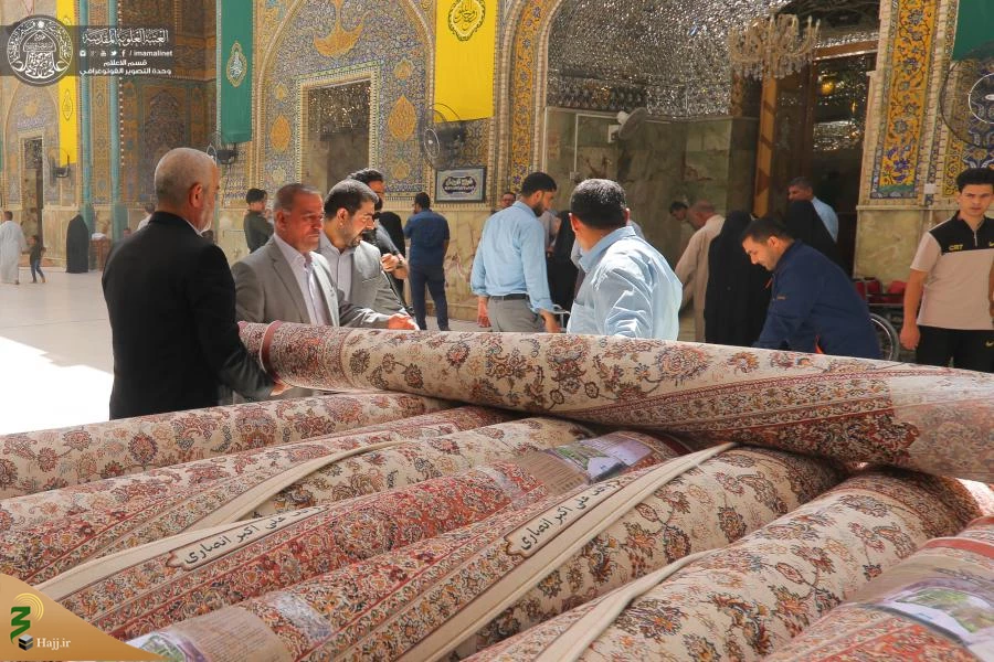 حرم امیر المؤمنین(ع) با فرش های فاخر کاشانی مفروش شد 8