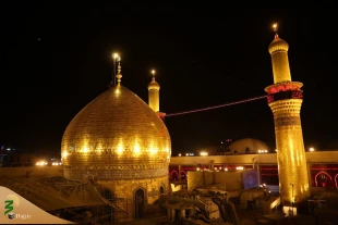 حضور هزاران زائر در مراسم تعویض پرچم گنبد امام حسین علیه السلام 2