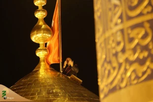 حضور هزاران زائر در مراسم تعویض پرچم گنبد امام حسین علیه السلام 7