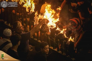 آیین مشعل گردانی از عزاداری های سنتی شهر نجف اشرف - شب تاسوعا 1397ش+تصاویر 2