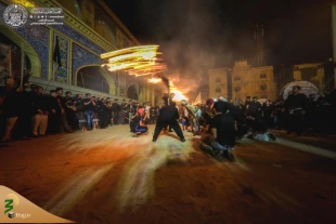آیین مشعل گردانی از عزاداری های سنتی شهر نجف اشرف - شب تاسوعا 1397ش+تصاویر 2