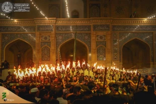 آیین مشعل گردانی از عزاداری های سنتی شهر نجف اشرف - شب تاسوعا 1397ش+تصاویر 2