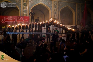 آیین مشعل گردانی از عزاداری های سنتی شهر نجف اشرف - شب تاسوعا 1397ش+تصاویر 7