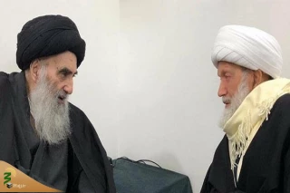 دیدار"آیت الله عیسی قاسم" با "آیت الله سیستانی"  در نجف اشرف