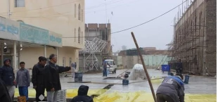 پیشرفت ۶۰ درصدی سنگفرش باب‌القبله حرم سامرا 3