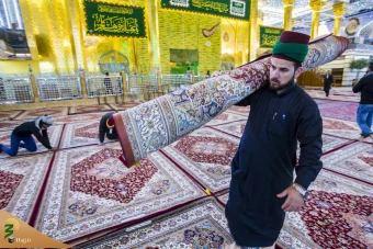 حرم حضرت اباالفضل العباس(ع) با فرش های فاخر ایرانی مفروش شد+تصاویر 6