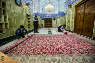 حرم حضرت اباالفضل العباس(ع) با فرش های فاخر ایرانی مفروش شد+تصاویر 11