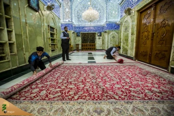حرم حضرت اباالفضل العباس(ع) با فرش های فاخر ایرانی مفروش شد+تصاویر 11