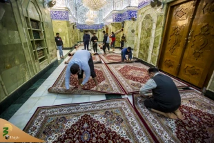 حرم حضرت اباالفضل العباس(ع) با فرش های فاخر ایرانی مفروش شد+تصاویر 14