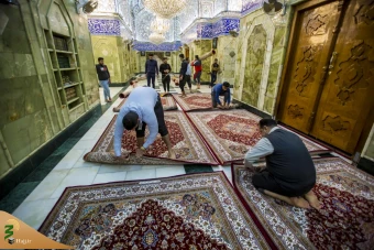 حرم حضرت اباالفضل العباس(ع) با فرش های فاخر ایرانی مفروش شد+تصاویر 14