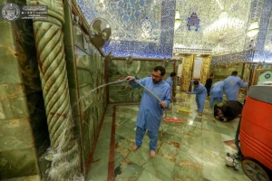 حرم مطهر امیرالمؤمنین (علیه السلام) شست‌وشو شد + تصاویر 