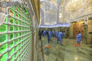 تصاویر غبارروبی ضریح حرم امام علی(ع)