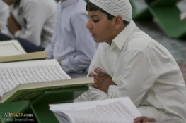 تصاویر ازآئین ترتیل خوانی قرآن توسط نوجوانان در حرم امام علی(ع) 6