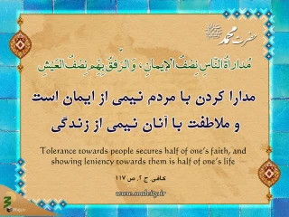 مدارا کردن با مردم یک نیمه ایمان است
