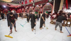 غبارروبی و مفروش نمودن صحن مطهر حضرت ابوالفضل العباس(ع) 2