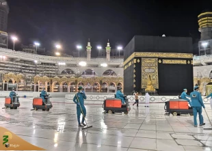 نظافت مسجدالحرام پس از طواف حجاج+ عکس 5