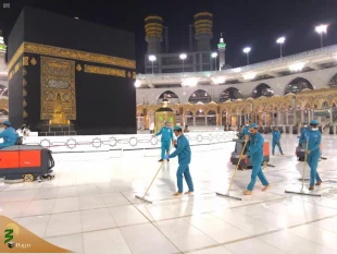 نظافت مسجدالحرام پس از طواف حجاج+ عکس 6
