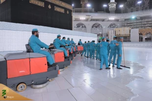 نظافت مسجدالحرام پس از طواف حجاج+ عکس 7