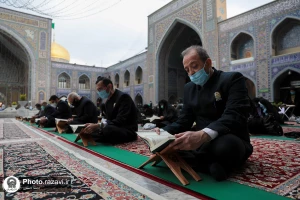 ترتیل خوانی قرآن کریم در حرم مطهر رضوی/ عکس
