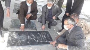 حضور مجموعه کارکنان حج و زیارت و بعثه مقام معظم رهبری در استان اردبیل بر سر مزار شهدای فاجعه منا 
 7