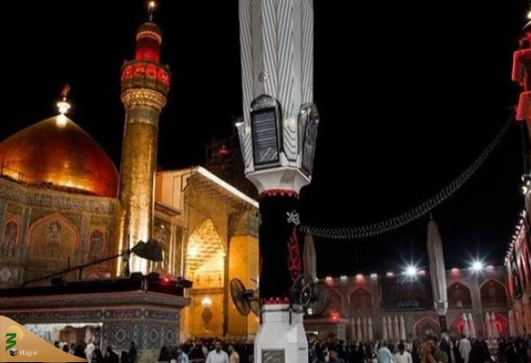 به مناسبت شهادت امام باقر(ع) پرچم عزا در حرم حضرت علی(ع) برافراشته شد 2