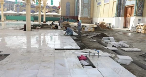 سنگفرش حرم امامین جوادین(ع) تعویض شد