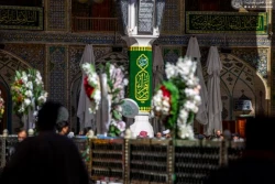 پرچم «یا سیدة نساء العالمین» بر فراز گنبد حرم امام علی(ع) 6