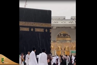 بارش شدید باران در مسجدالحرام +فیلم